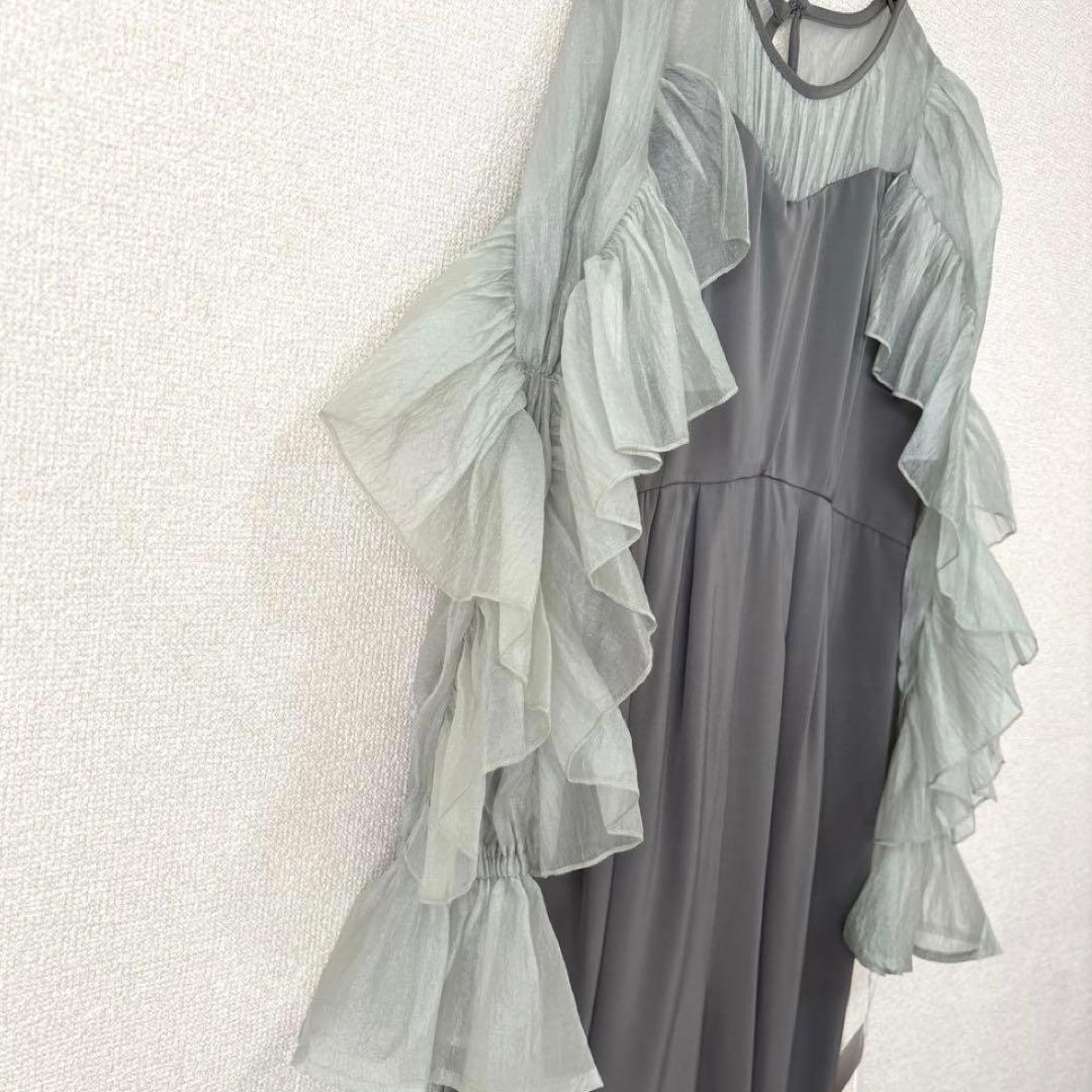 新作✨ドリードール シアーフリルパンツ パーティードレス オールインワン 緑 M