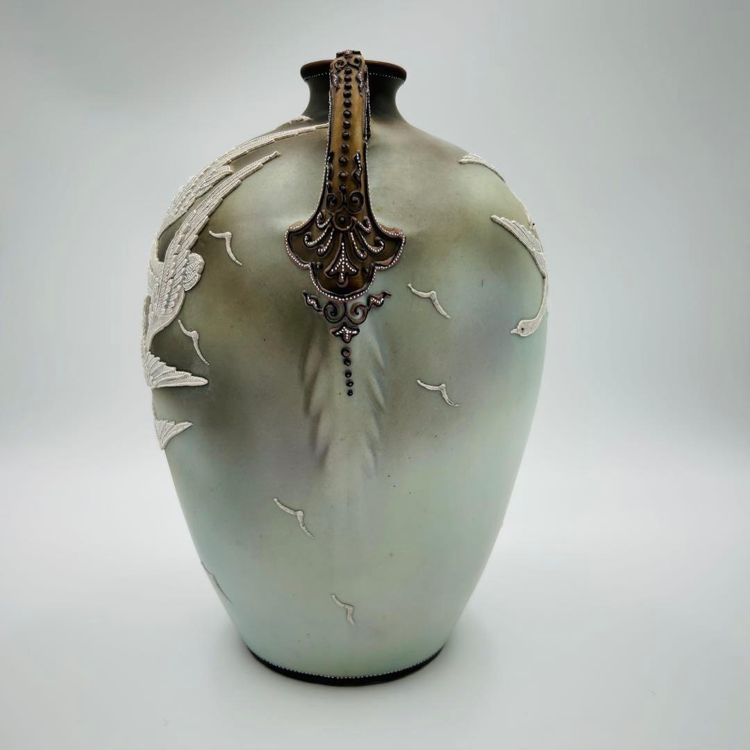 【オールドノリタケ　盛り上げフライングスワン　メープルリーフ】1891〜1911