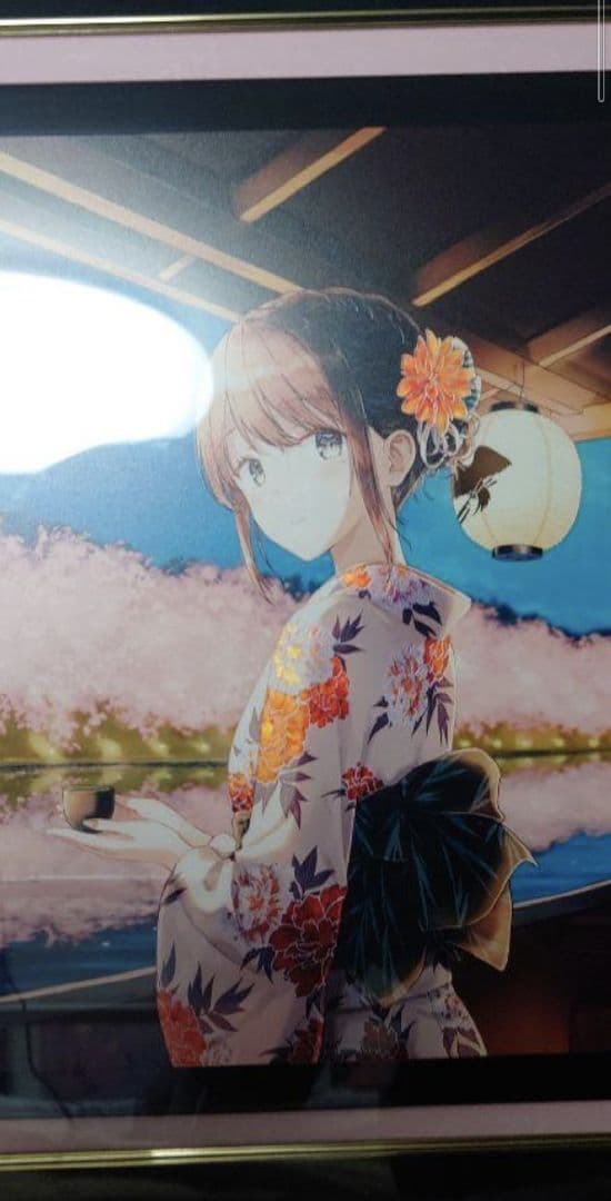 hiten先生　 桜色舟遊　漆 版画　直筆サイン入り