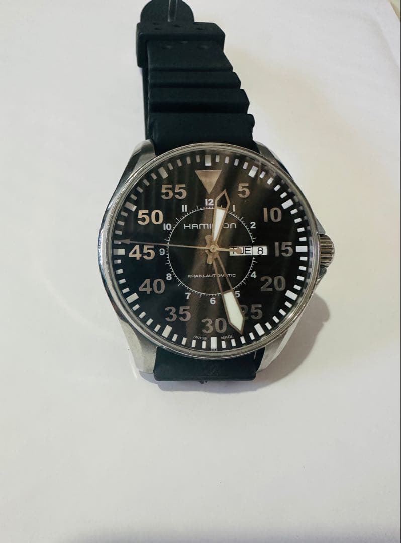 ⭕*す様 HAMILTON 自動巻き ブラックラバーベルト時計 H647150