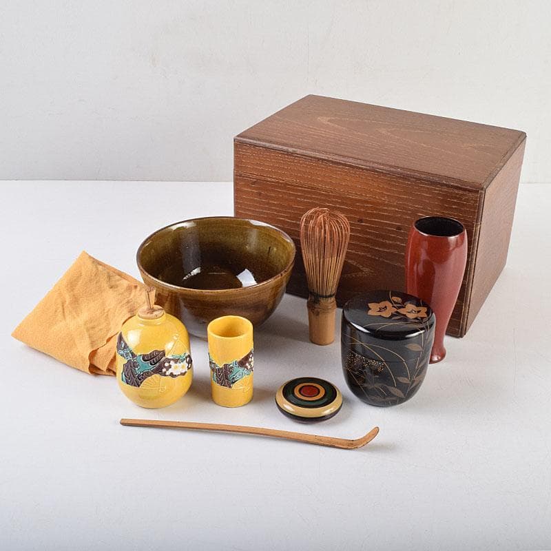 茶道具　桑茶箱　黄交趾　振出　巾筒など　九点　一式　M　R9337