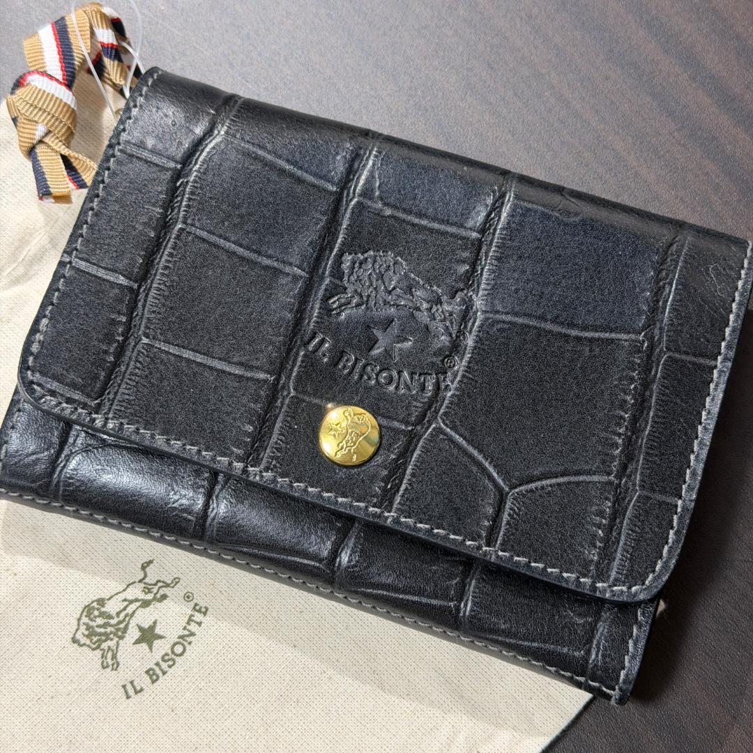 【新品未使用】イルビゾンテ 長財布 ブラック系 ダークグレー
