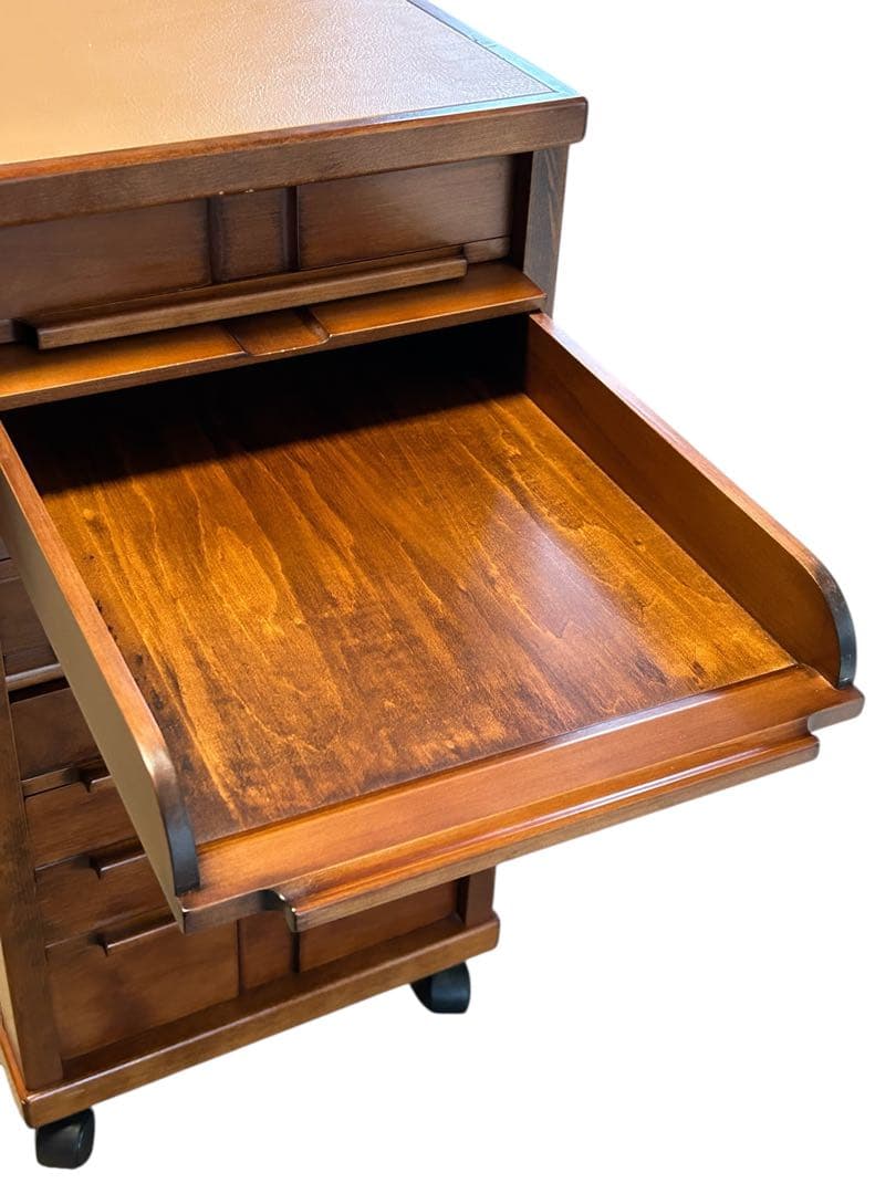 豊岡クラフト 木製書類整理ケース 7段 キャスター付 サイドデスク チェスト