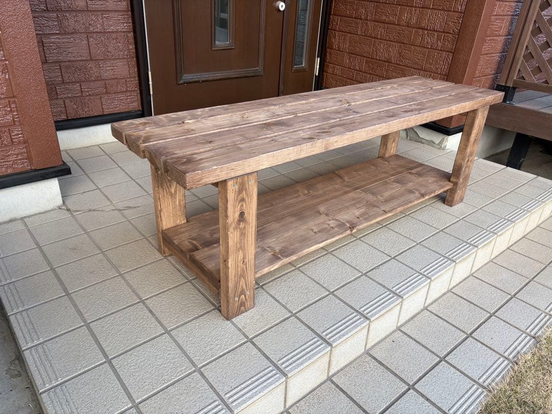 ♪(ｏ・ω・)ノ))ルル 木製シンプルベンチ 収納棚付き