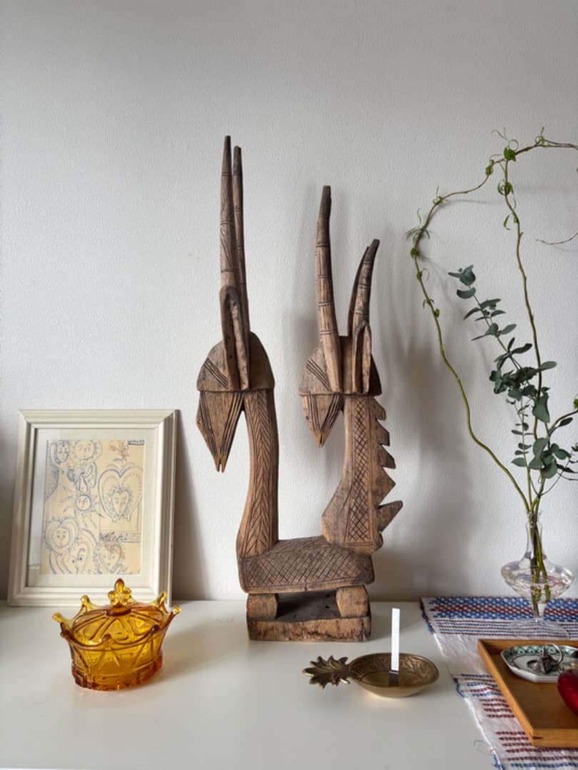 【ドゴン族 双頭像】アフリカ 木彫 彫刻 豊穣と調和 インテリアアート