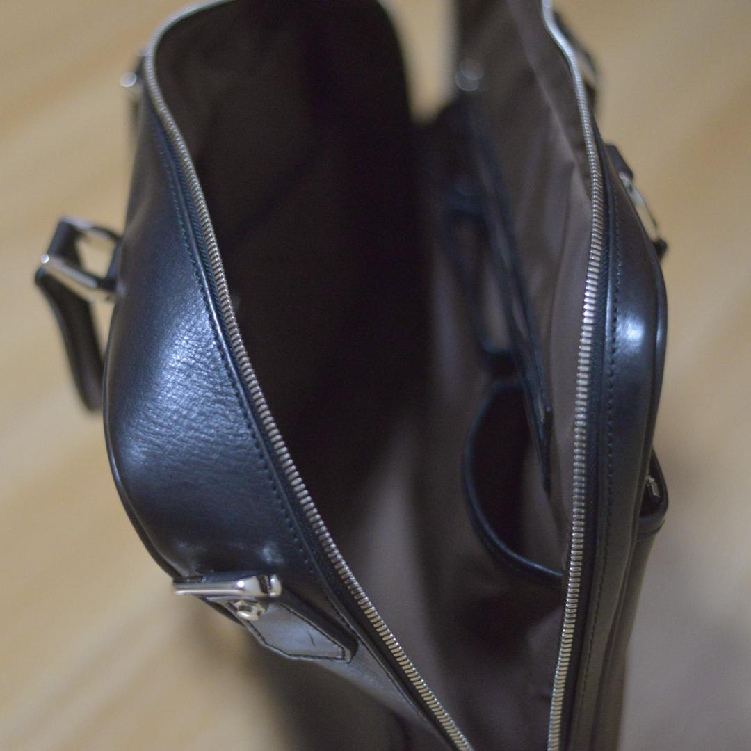 【中古】万双／双鞣和地シングルブリーフケース／ブラック