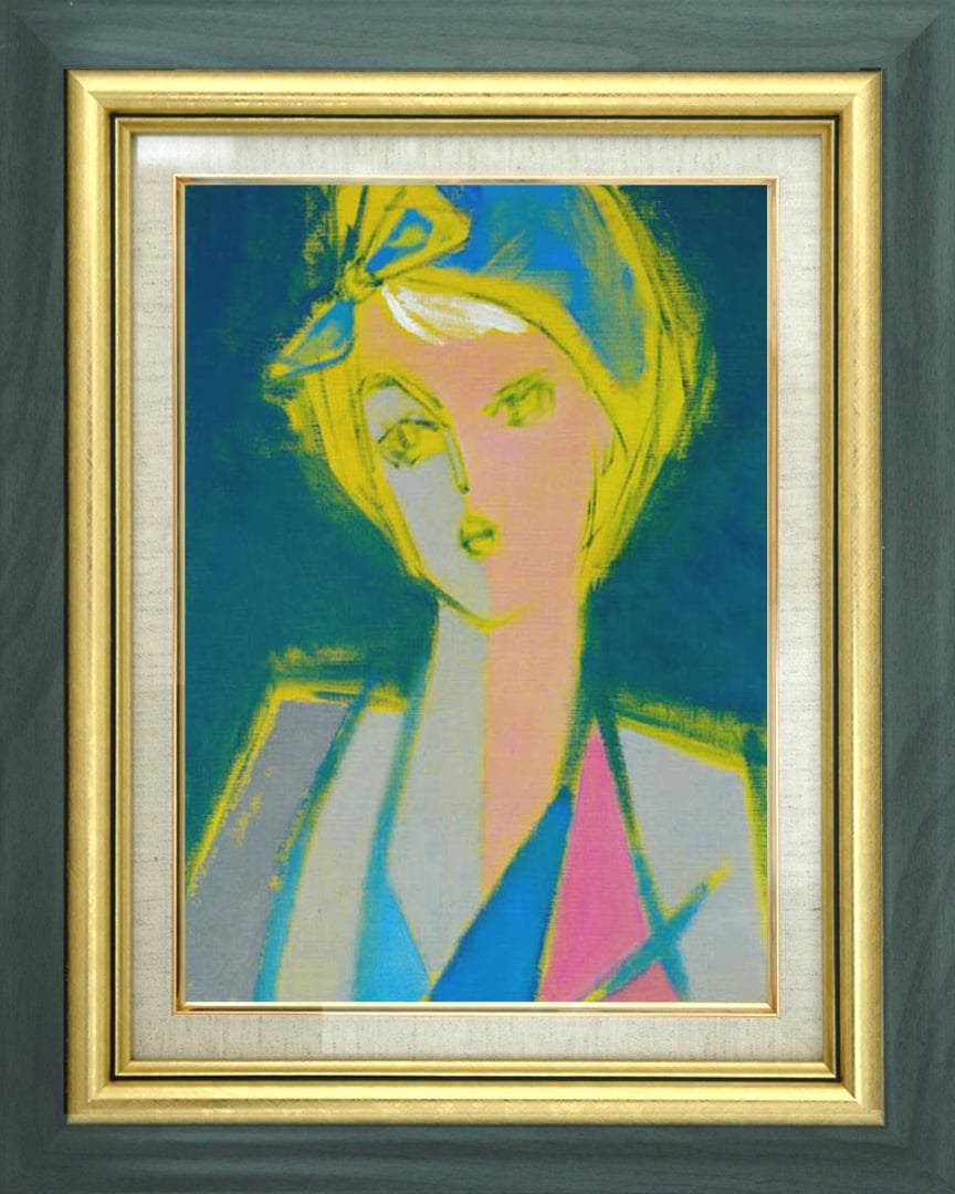 油絵 菅家令子 絵 絵画 インテリア 額付(白) F6-080612 人物 女性