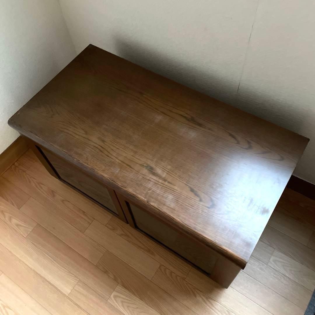 4/5迄　 カリモク　キャビネット　木製　キャビネット ガラス扉付　テレビ台　茶