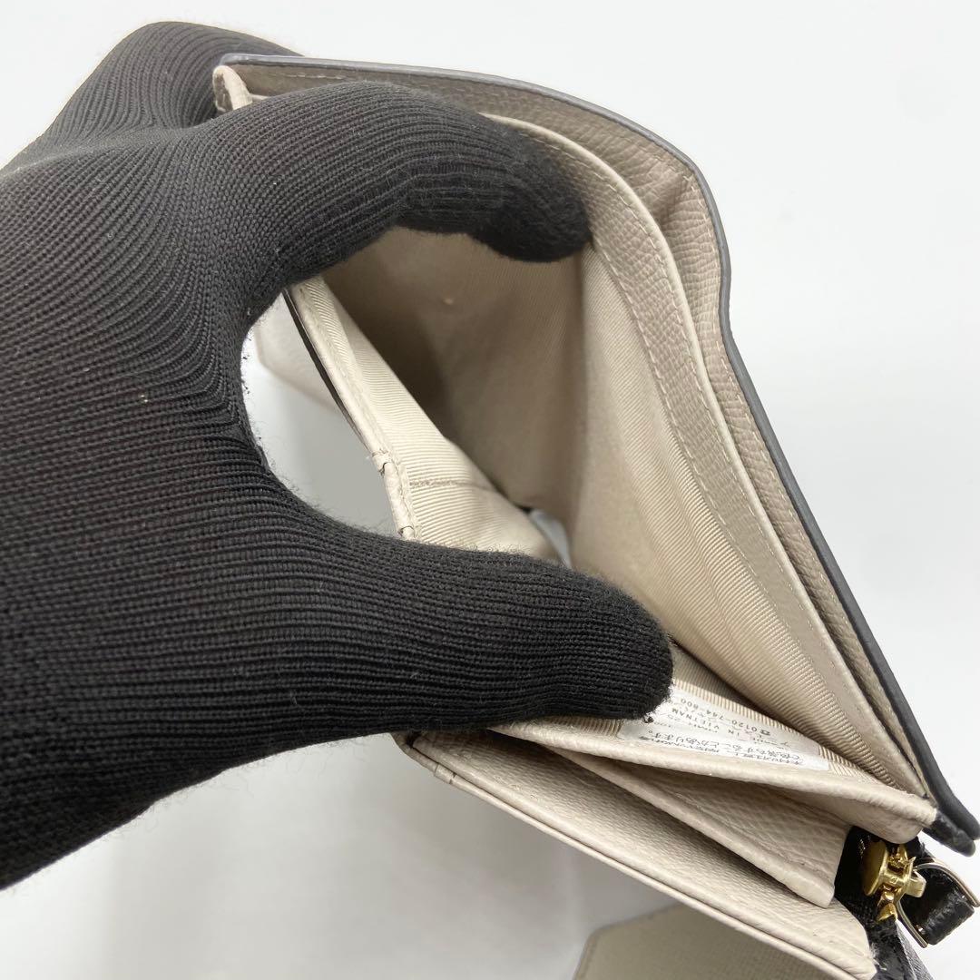 極美品　アニエスベー　折り財布　ロゴ金具　TAW05-01 レザー　ブラック