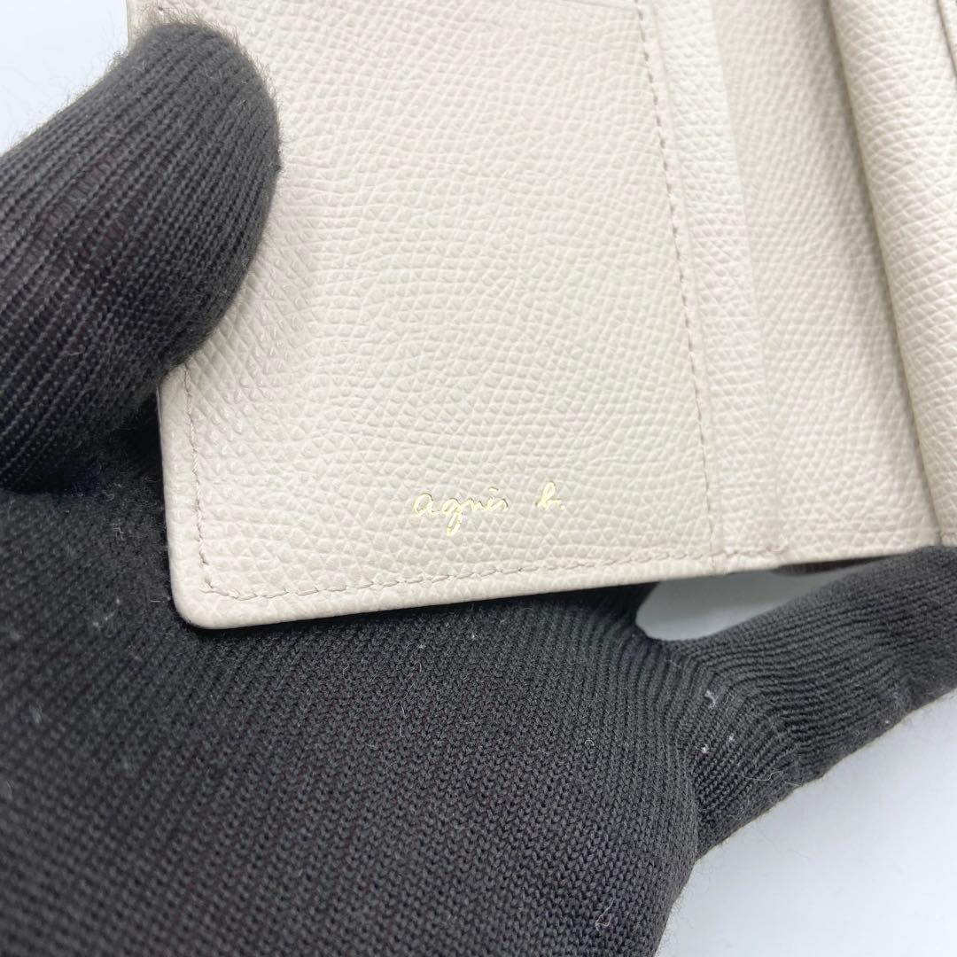 極美品　アニエスベー　折り財布　ロゴ金具　TAW05-01 レザー　ブラック