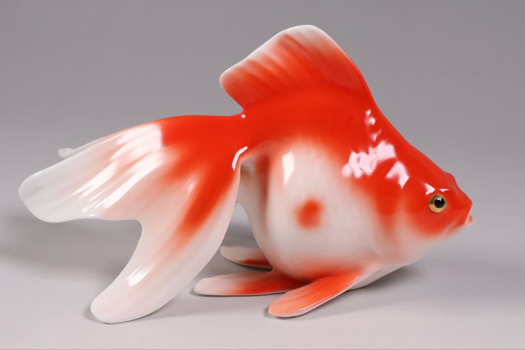 【CM316】ボーンチャイナ 金魚 置物 一点イタミありオマケ ノリタケ