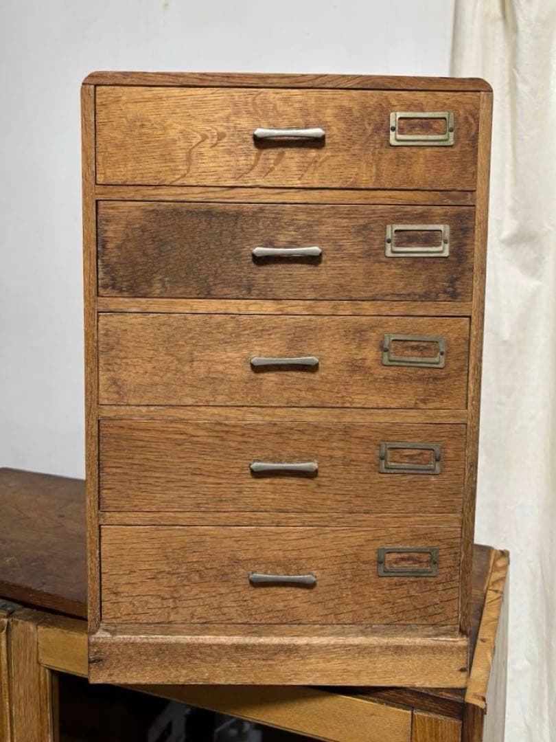 木製5段引き出し アンティーク　昭和レトロ　ヴィンテージ