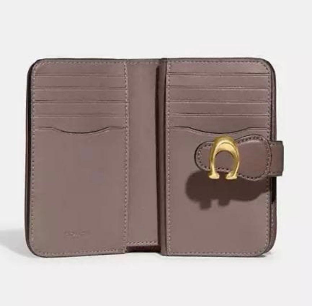 コーチcoachタビーミディアムレザー二つ折り財布、グレージュ