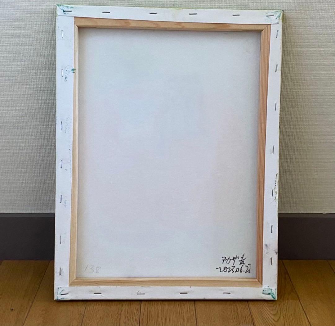 絵画。原画☆キャンバスF6【黒猫はプレゼントを持って花が咲く日を迎えに行く】