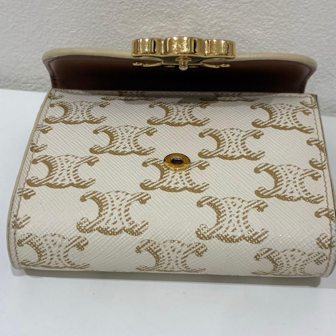 CELINE セリーヌ トリオンフ コンパクト ウォレット アイボリー
