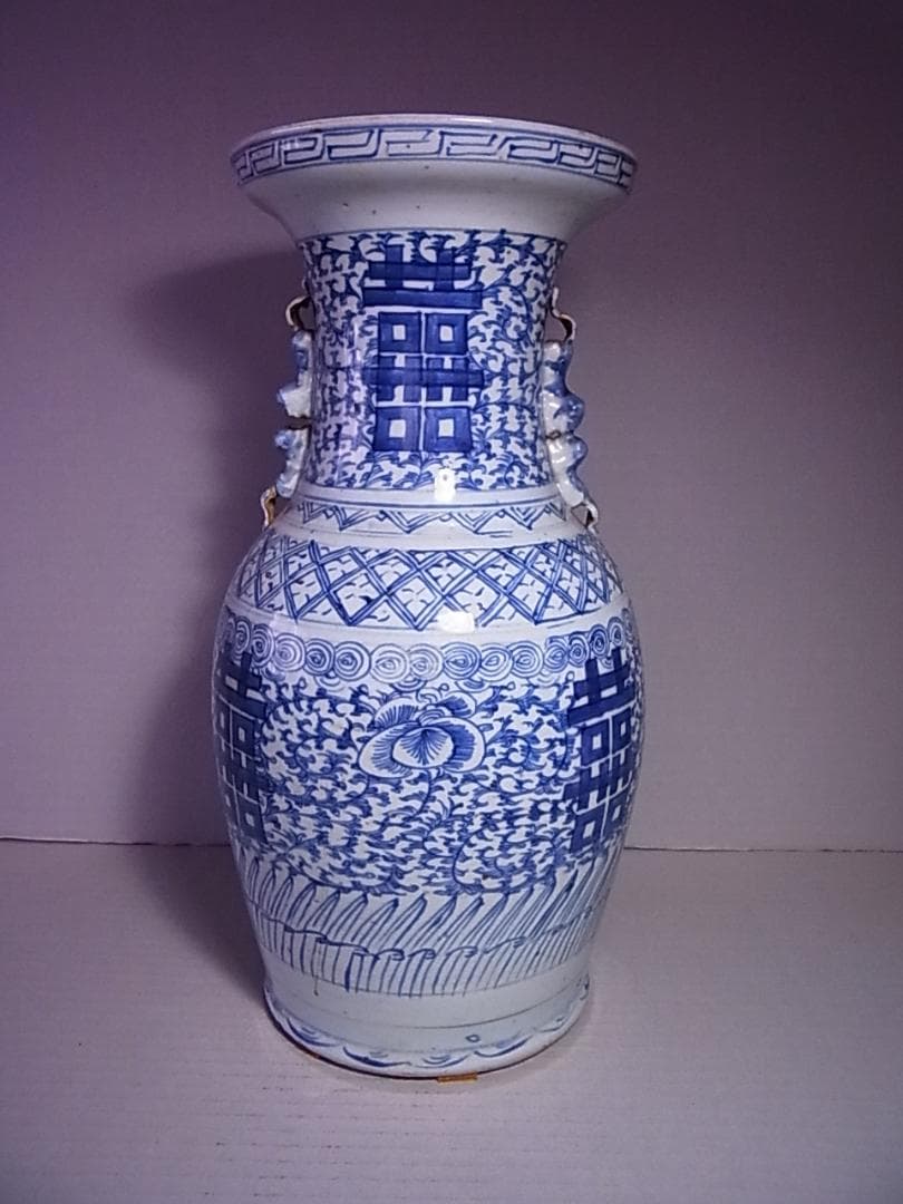 中国　古い染付花瓶(大)　 飾壷 　高約43.5cm