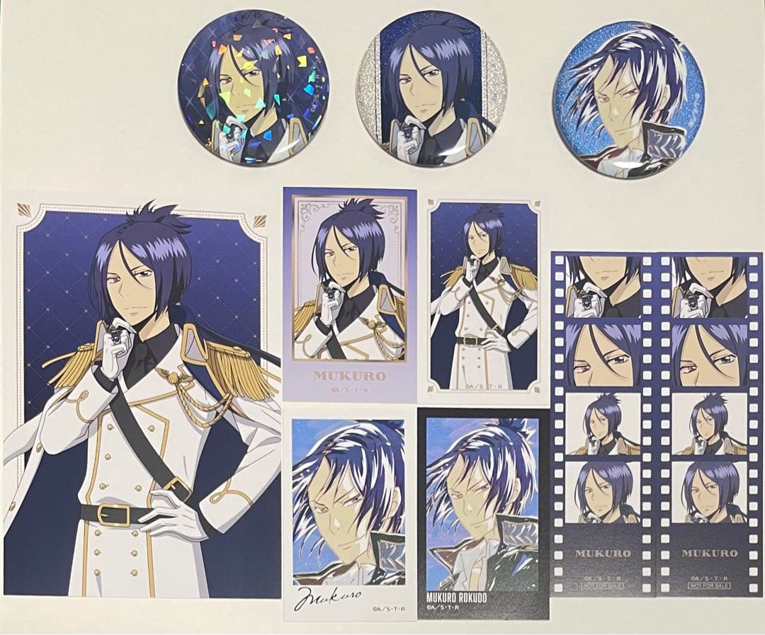 新商品　六道骸　REBORN 白衣装　缶バッジ　カード　ポスカ　マルイ　購入特典