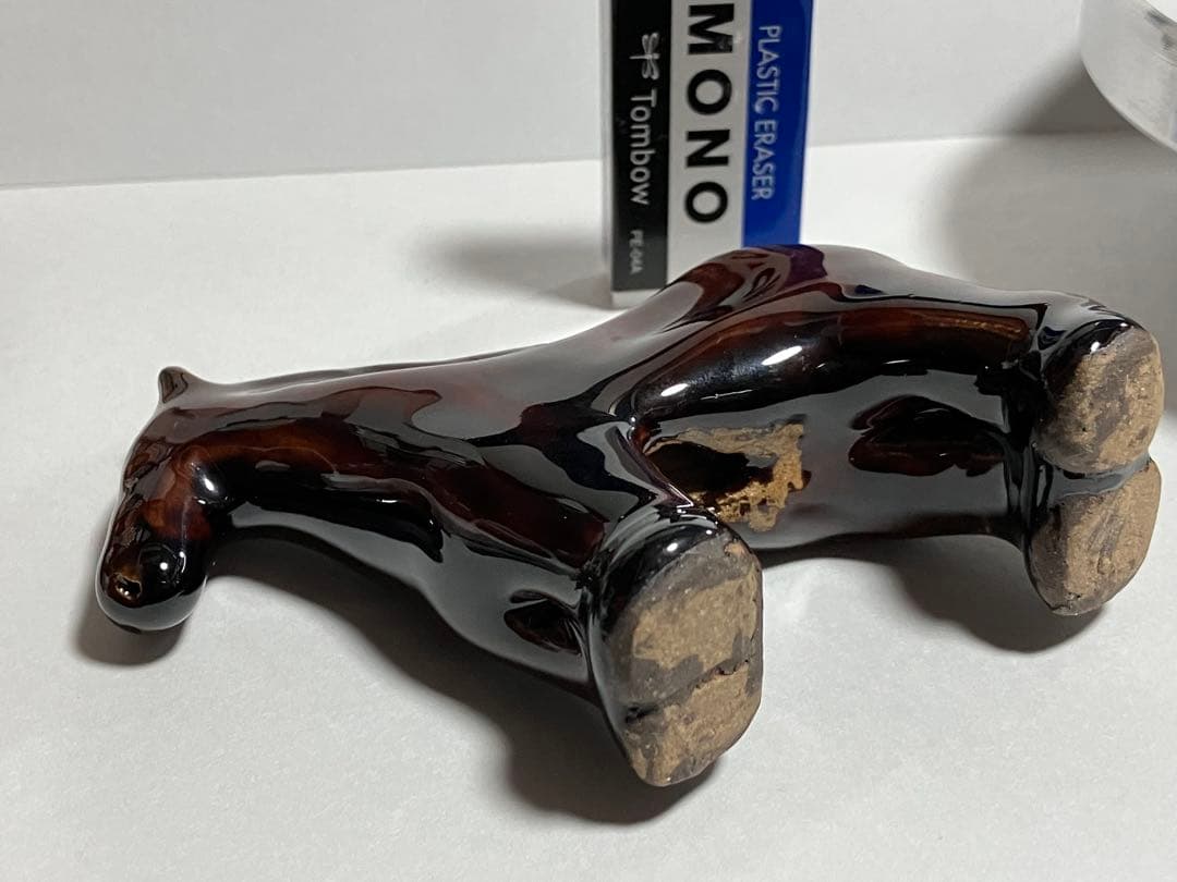 陶器の馬の置物 約10cm オリジナル一点もの作品