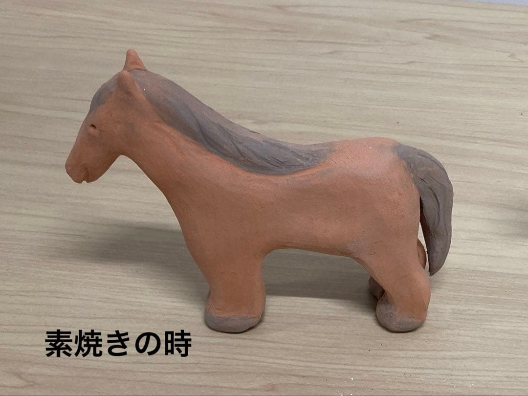 陶器の馬の置物 約10cm オリジナル一点もの作品