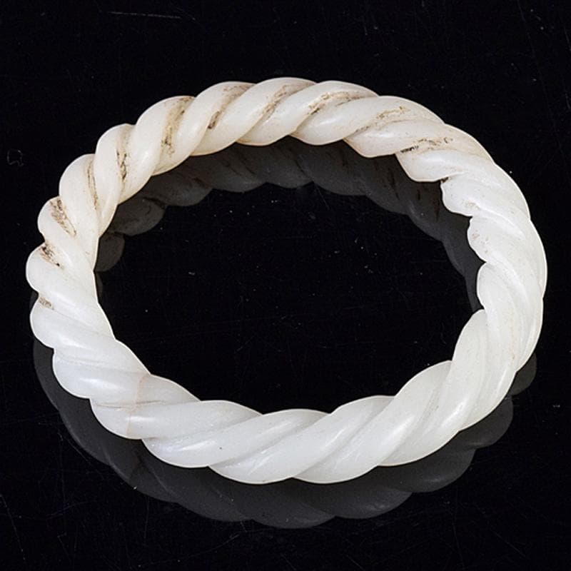 中国　玉石白玉彫刻　玉器　環　装飾品　C　8796E