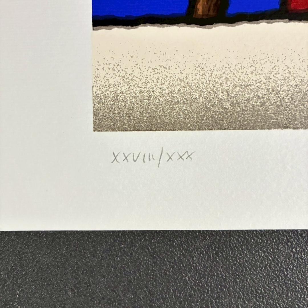 美品 ティノ・ステファノーニ「角柱灯台」シルクスクリーン 直筆サイン入 額縁入