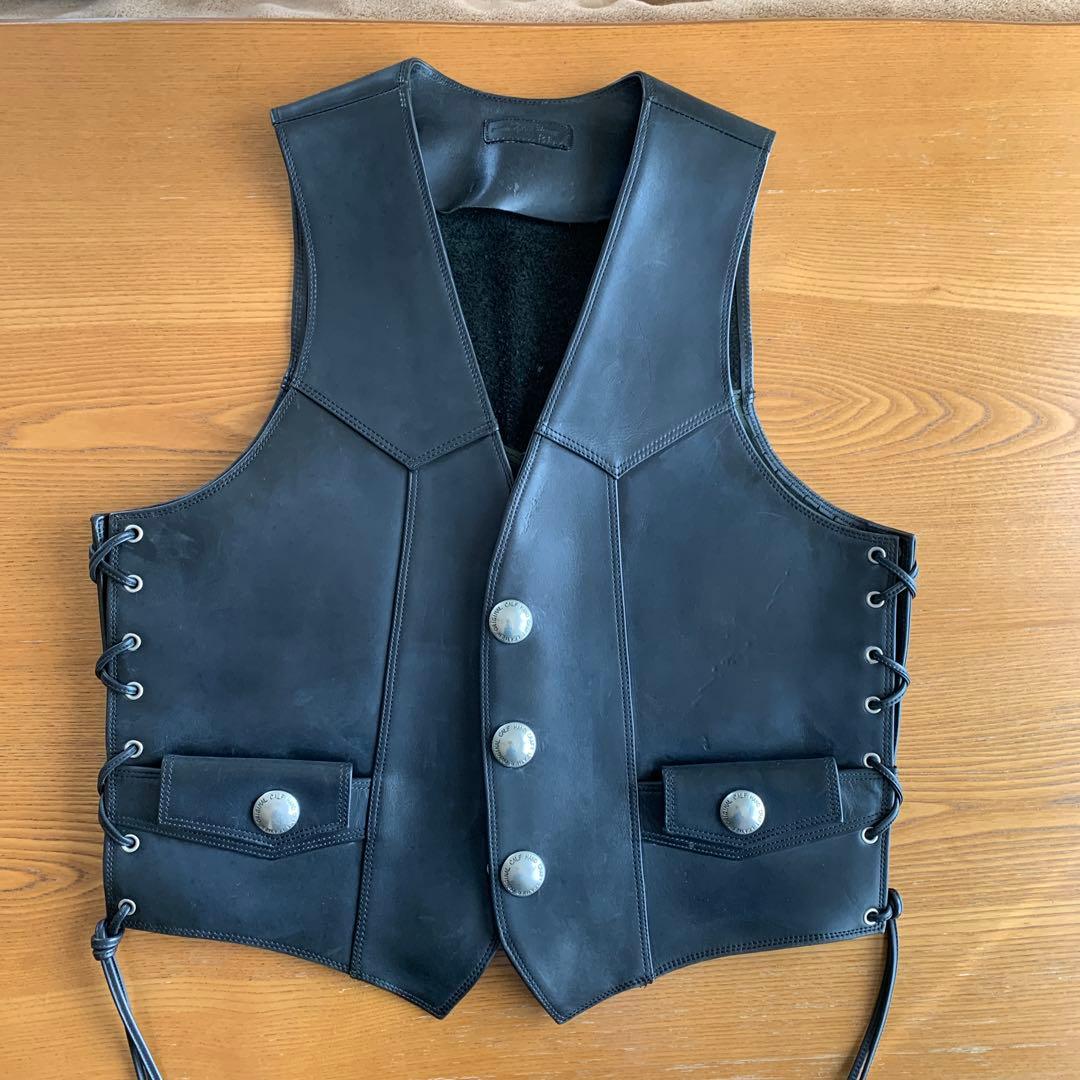 craft leather ハンドメイド　サドルレザーベスト　コンチョ　ハーレー
