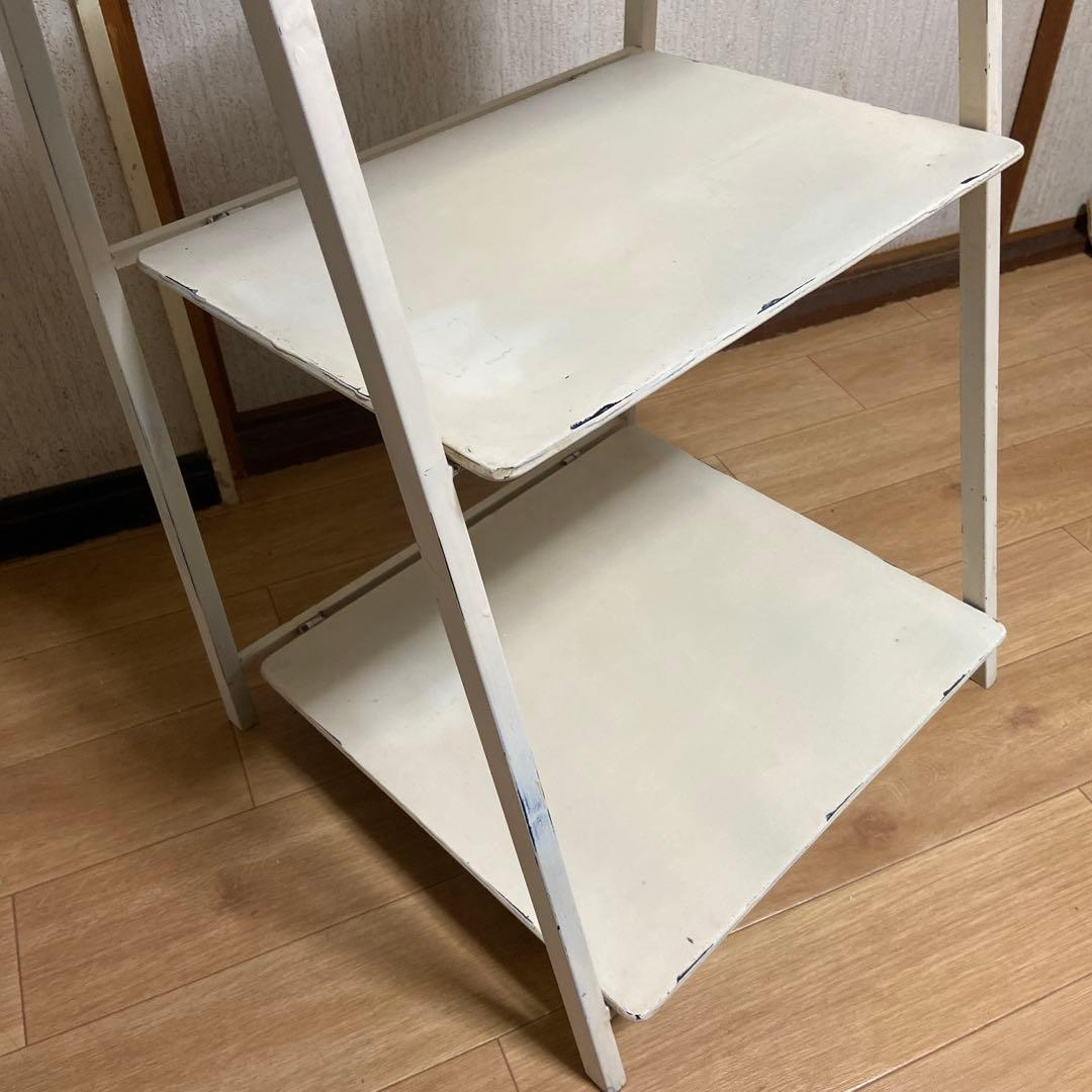 折りたたみ　アイアンラック　シェルフ　アイボリー