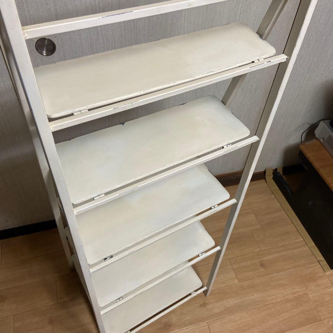 折りたたみ　アイアンラック　シェルフ　アイボリー