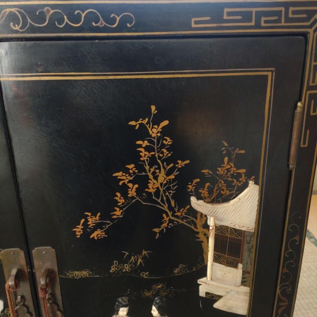 中国家具 キャビネット　花鳥　中国古玩 玉石 石細工 アンティーク