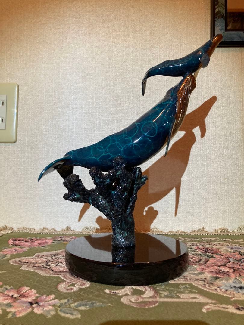 【美品・作品保証書有り】クリスチャン・リース・ラッセン　クジラの彫刻