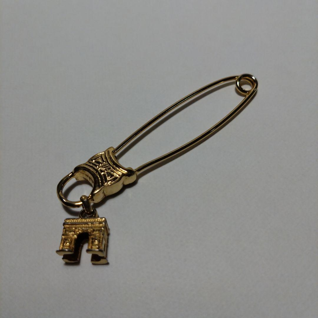 CELINE　セリーヌ　ヴィンテージ　ブローチ　安全ピン　マカダム柄　ゴールド