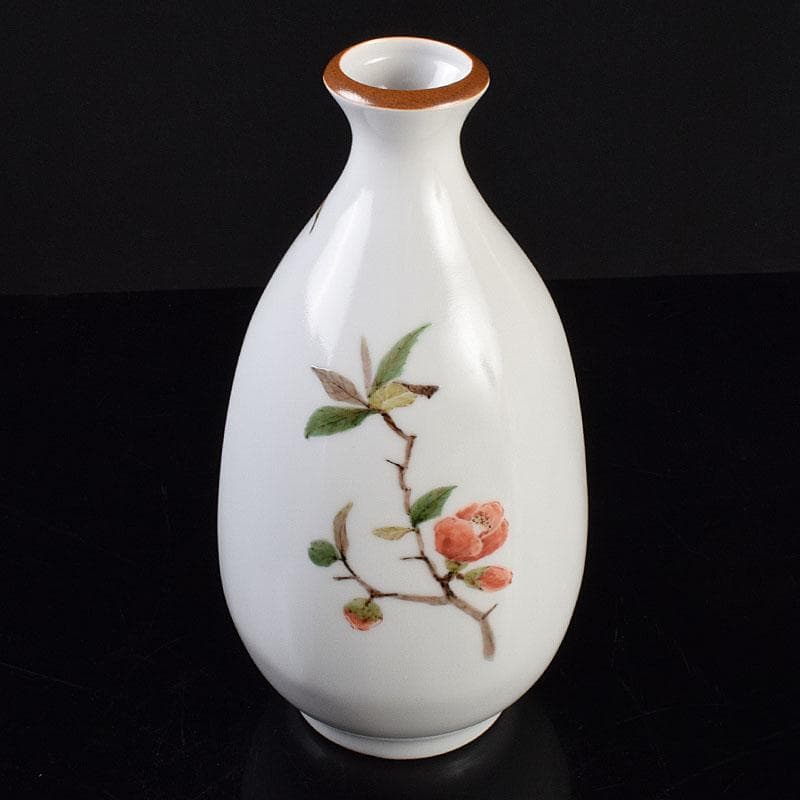 広瀬義之作　色絵　ぼけ之図　面取り壷　共布共箱　V　R9186B