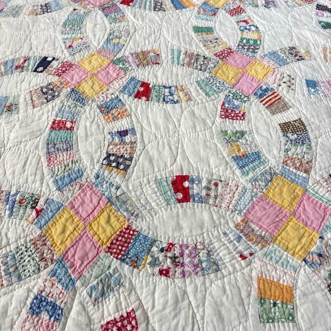 【稀少】【貴重】アメリカンアンティーク⭐︎ダブルウエディング　約224×166cm