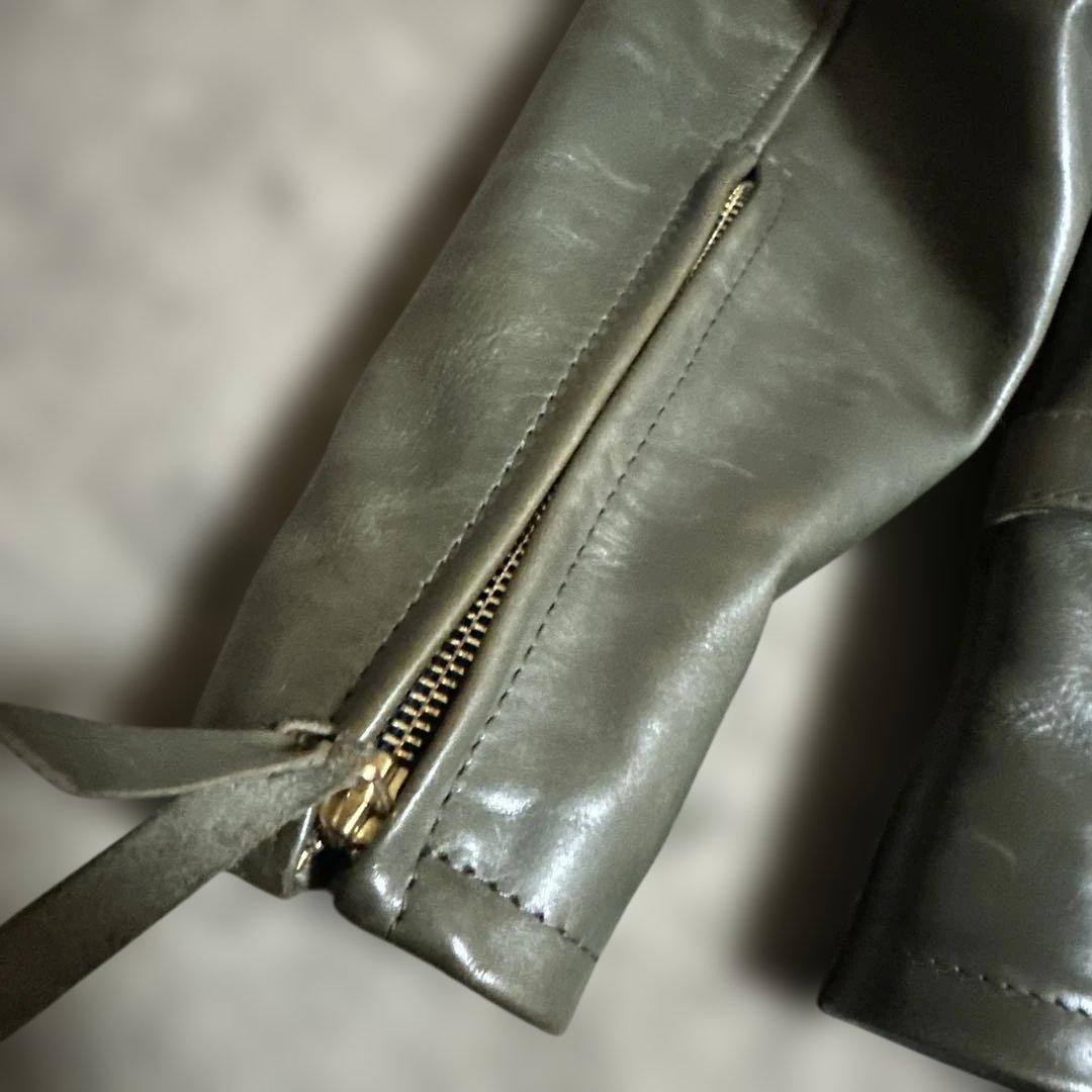 KADOYA ヘッドファクトリー オリーブ レザー シングルライダース カドヤ