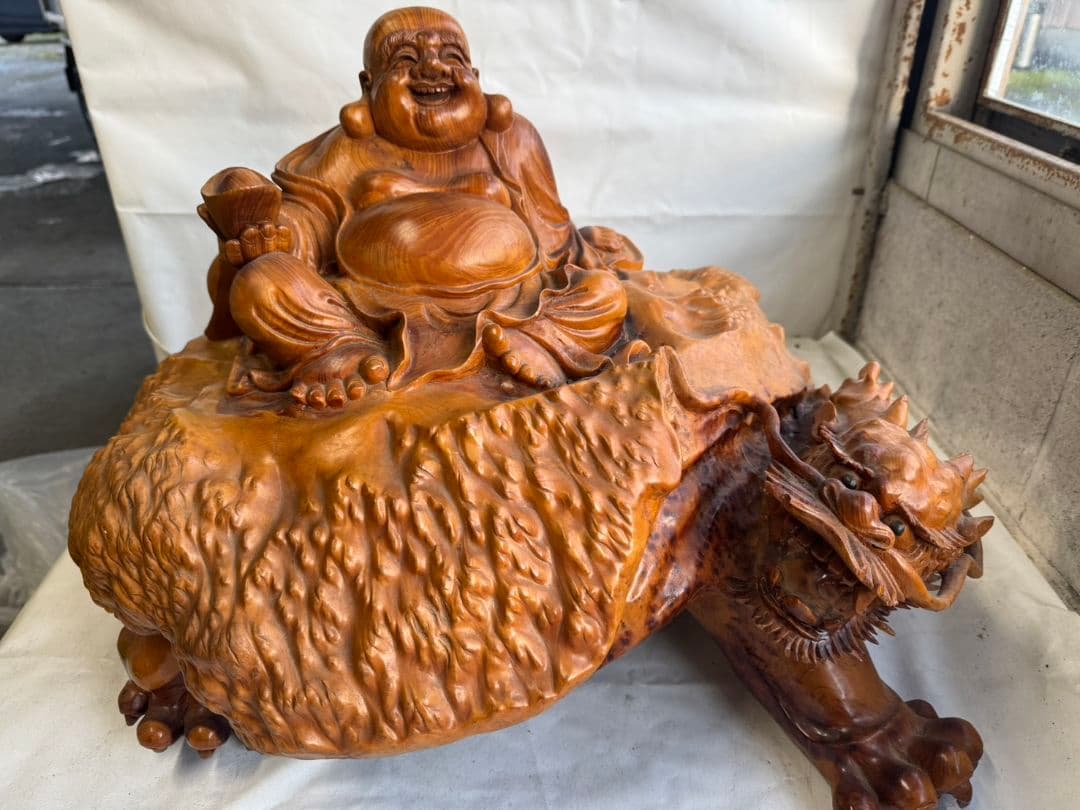 布袋様　木製　オブジェ　インテリア　七福神　縁起物