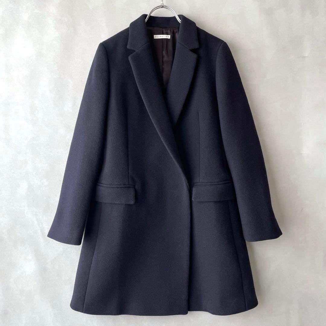 美品✨エストネーション　22AW ウール　ミドル丈　チェスターコート　36 紺