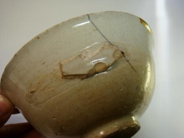 杯■李朝杯 茶碗 白磁 直し有り 酒器 酒盃 古玩 唐物 中国 時代物 骨董品■