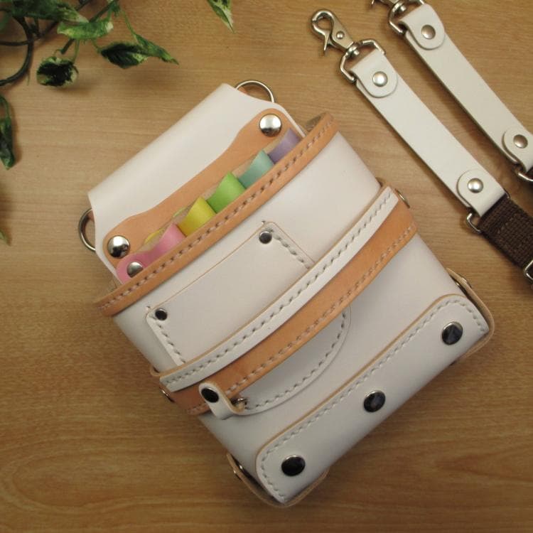 いちまり　ホワイト＆カラフル　５丁　本革シザーケース　SCA-8/CWA