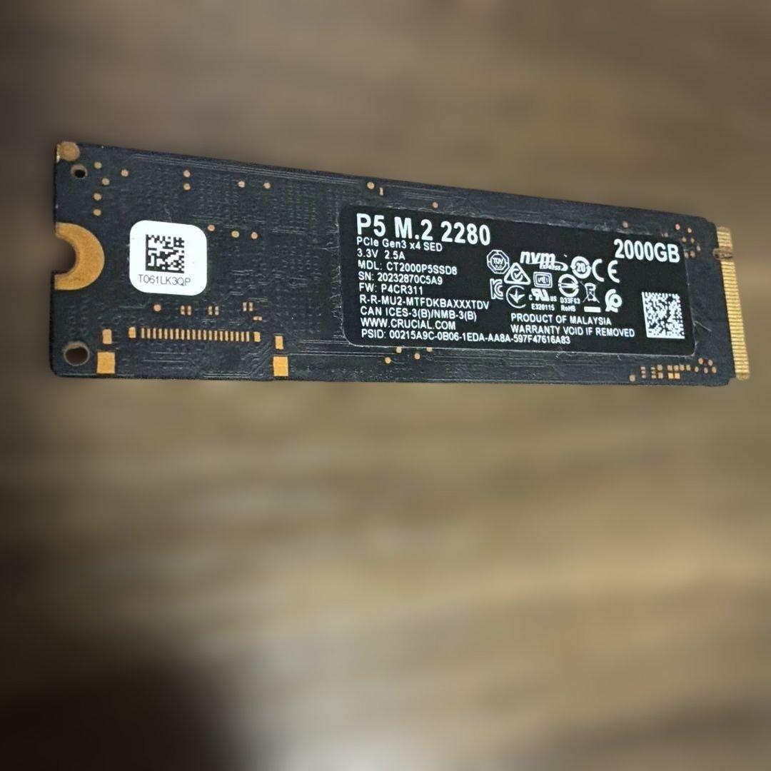 内蔵型SSD crucial P5 M.2 2280 SSD 2TB