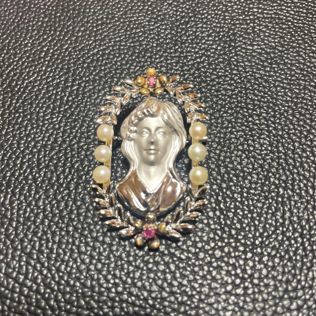 パール ブローチSILVER k18