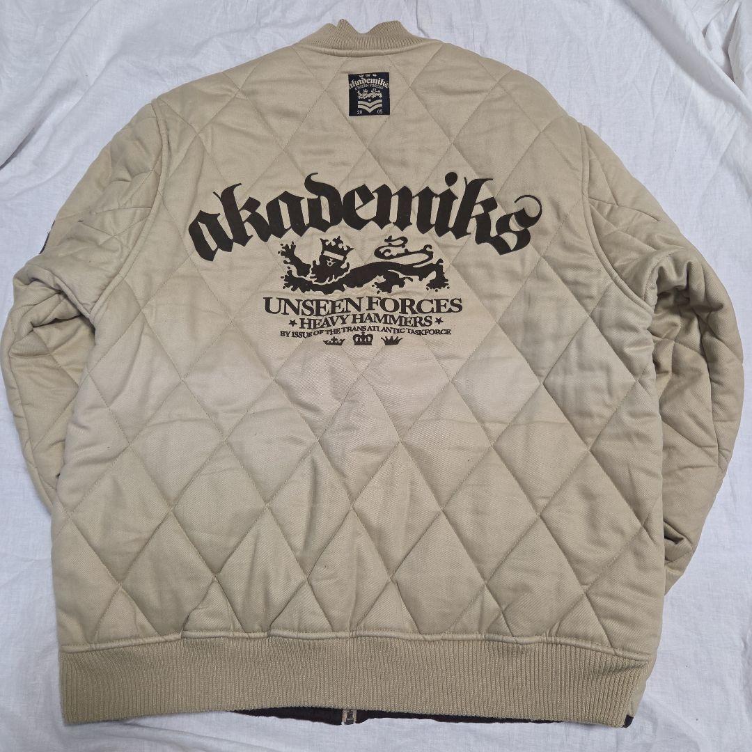 akademiks アカデミクス キルティングジャケット L ベージュ Y2K