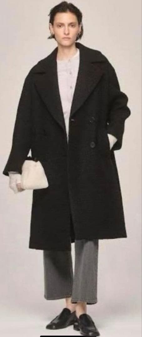 セオリーリュクス2023ツイードロングコート未使用ブラック