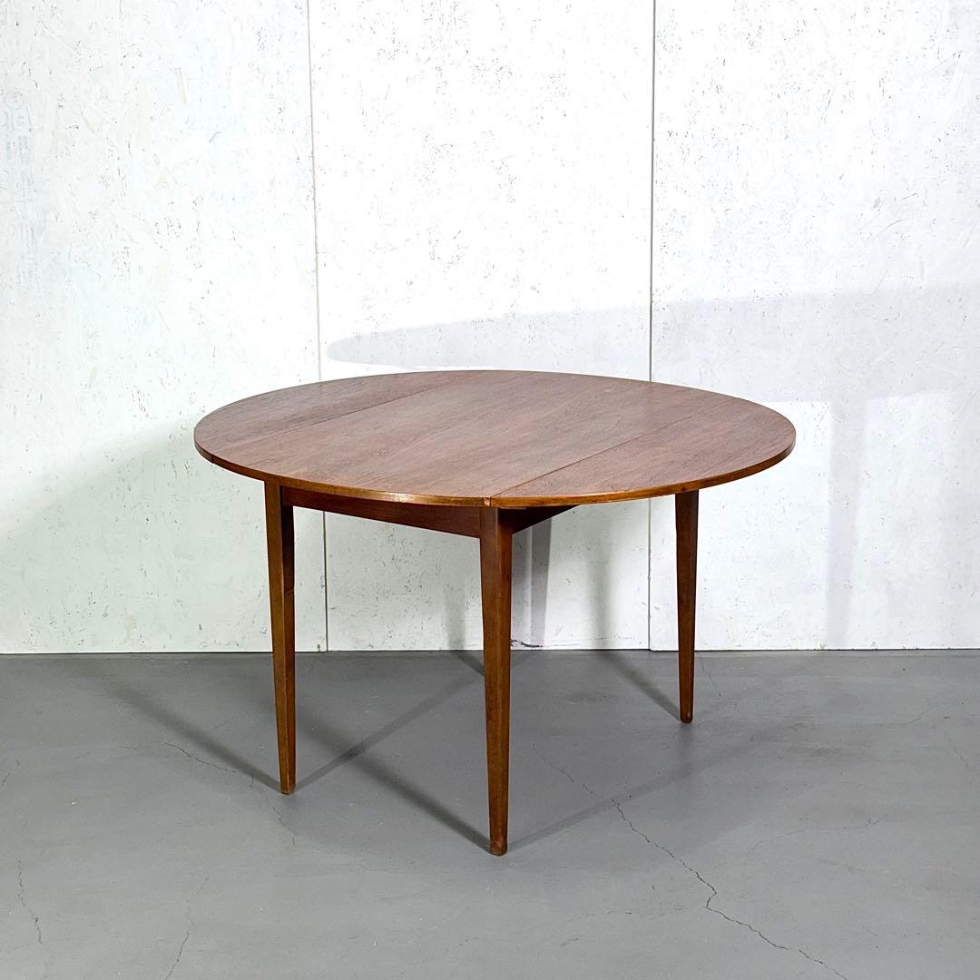 イギリス ビンテージ チークドロップリーフ ラウンドテーブル (301)