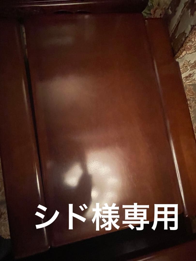 クラシック木製テーブル ダークブラウン　肘掛け机　シド⑥