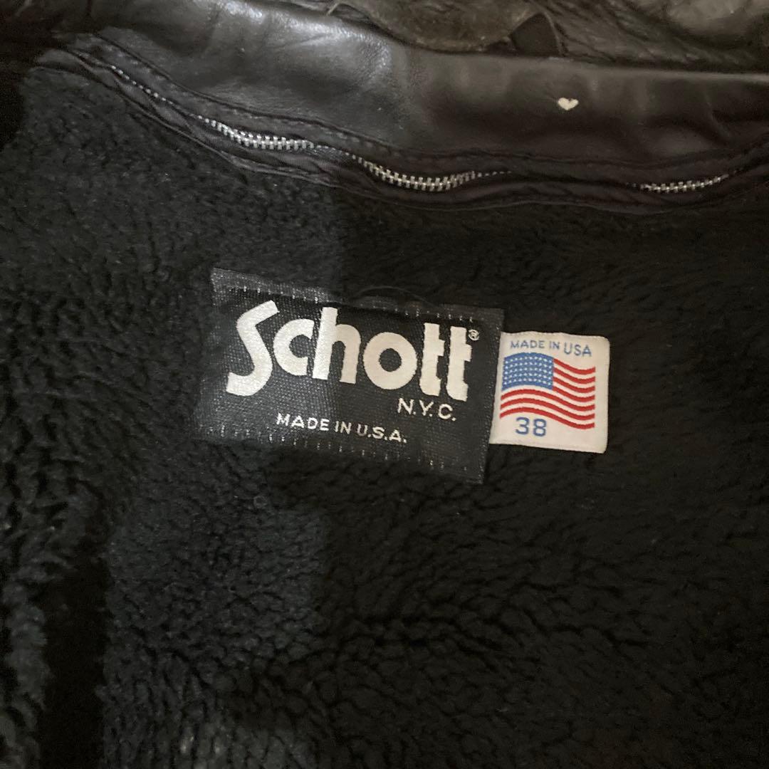 とよSchott ブラックレザーシングルライダース 38