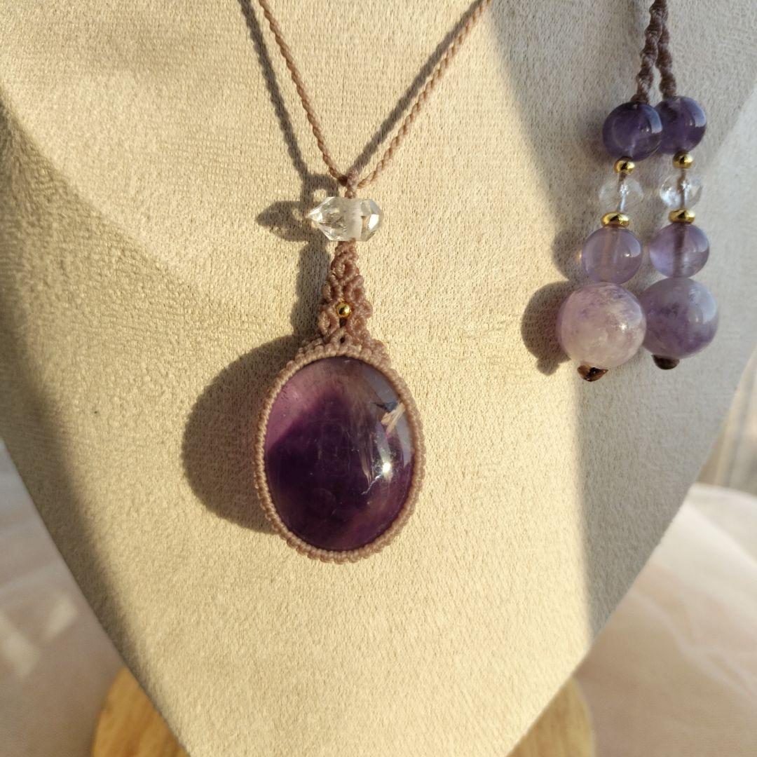 ファントムアメジスト　マクラメ編みネックレス他1点同梱