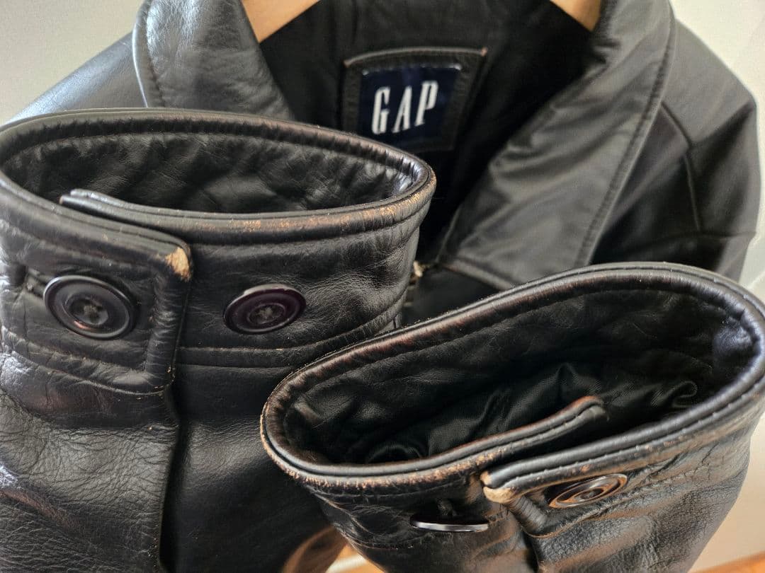 90s00s OLD GAP オールドギャップ レザージャケット カーコート 黒