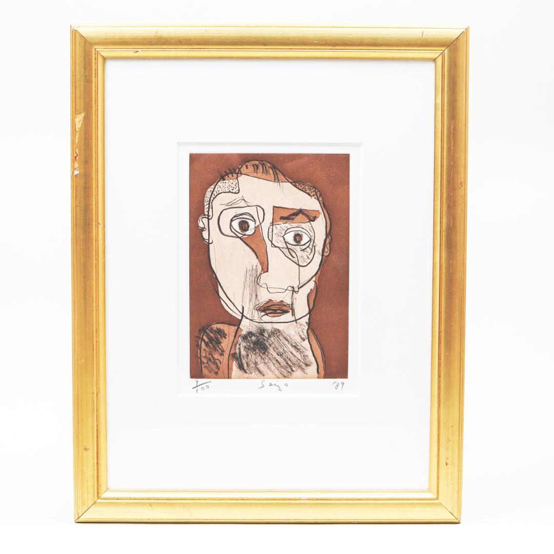 田島征三 銅版 東介さんの顔 額装