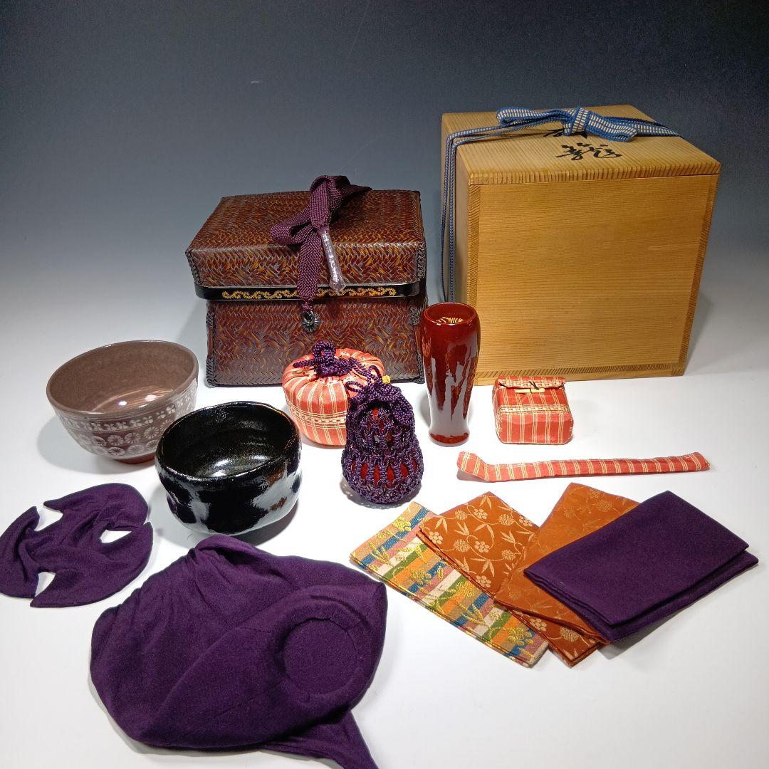 値下げ茶道具　(竹秀斎)御所籠一式　共箱　 美品