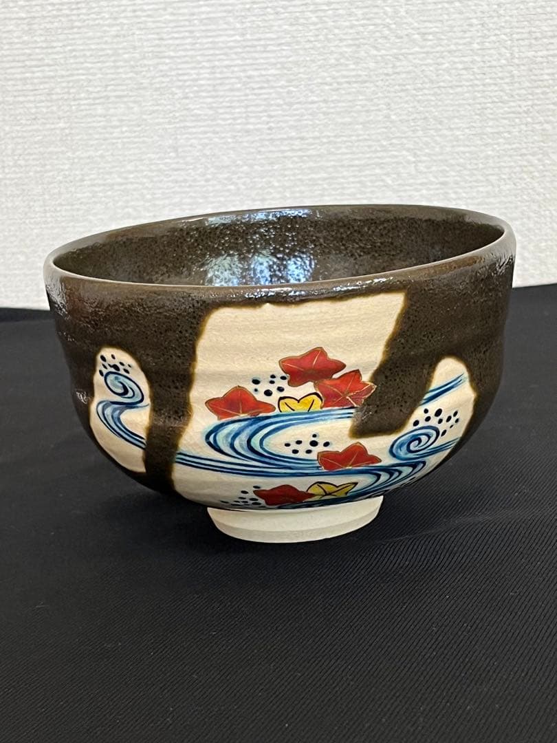 柳雨軒 三代 人間国宝 徳田八十吉（正彦銘） 色絵 抹茶わん　管理T131